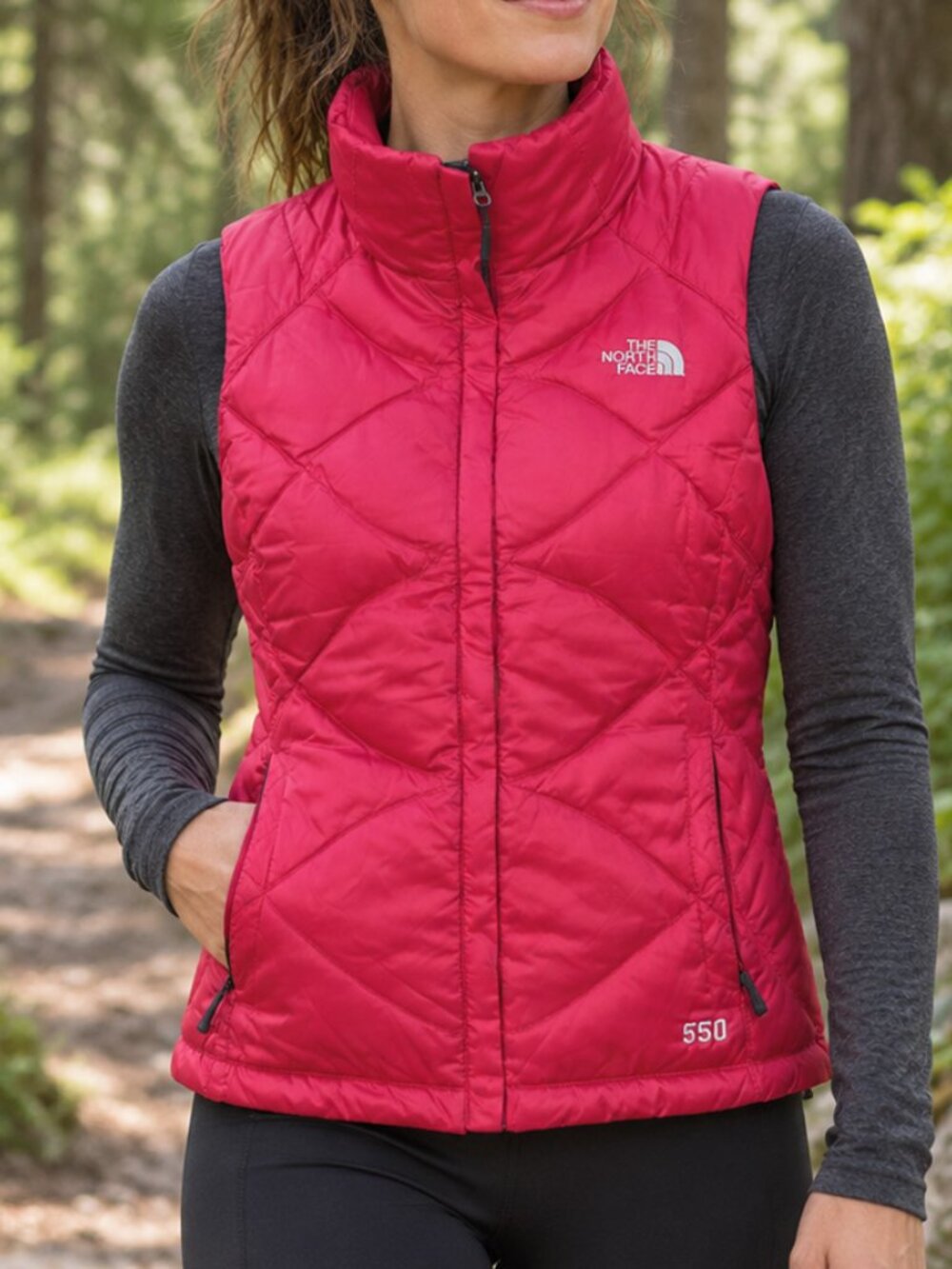 The North Face 550 Red Goose Down Puffer Vest Size XS